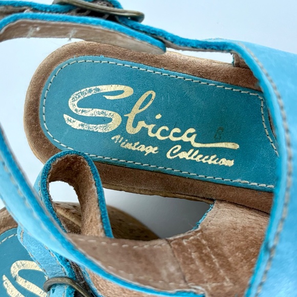 Sbicca Teal Leather Platform Sandals - Picture 3 of 4